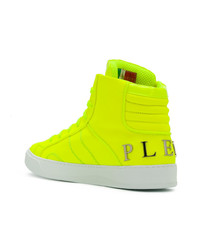 Baskets montantes en cuir chartreuses Philipp Plein