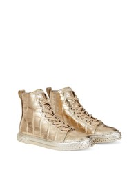 Baskets montantes en cuir dorées Giuseppe Zanotti