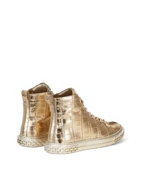 Baskets montantes en cuir dorées Giuseppe Zanotti