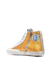 Baskets montantes en cuir dorées Golden Goose