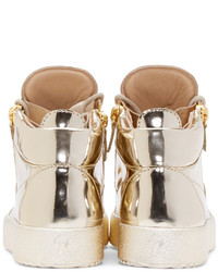 Baskets montantes en cuir dorées Giuseppe Zanotti