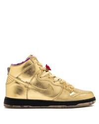 Baskets montantes en cuir dorées Nike
