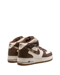 Baskets montantes en cuir écossaises marron foncé Nike