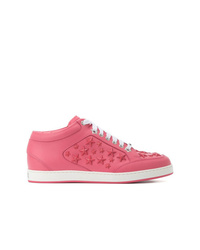 Baskets montantes en cuir fuchsia