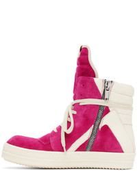 Baskets montantes en cuir fuchsia Rick Owens