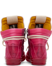 Baskets montantes en cuir fuchsia Rick Owens