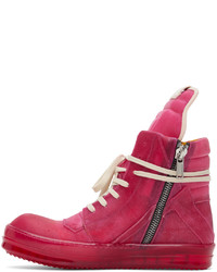 Baskets montantes en cuir fuchsia Rick Owens