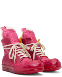 Baskets montantes en cuir fuchsia Rick Owens