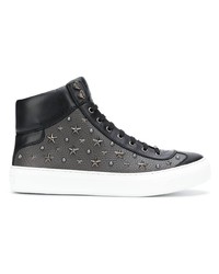 Baskets montantes en cuir gris foncé Jimmy Choo