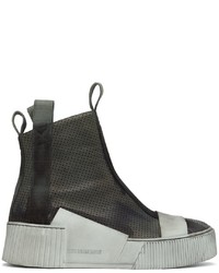 Baskets montantes en cuir gris foncé Boris Bidjan Saberi