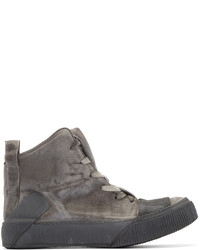 Baskets montantes en cuir gris foncé Boris Bidjan Saberi