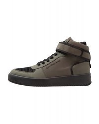 Baskets montantes en cuir gris foncé Calvin Klein