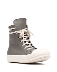 Baskets montantes en cuir gris foncé Rick Owens