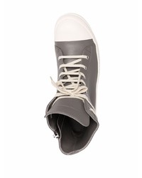 Baskets montantes en cuir gris foncé Rick Owens