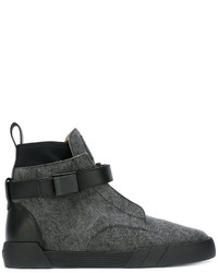 Baskets montantes en cuir gris foncé Giuseppe Zanotti Design