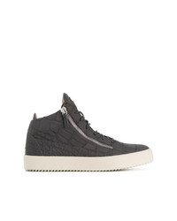 Baskets montantes en cuir gris foncé Giuseppe Zanotti Design