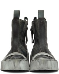 Baskets montantes en cuir gris foncé Boris Bidjan Saberi