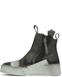 Baskets montantes en cuir gris foncé Boris Bidjan Saberi