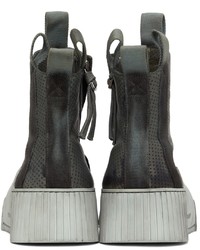 Baskets montantes en cuir gris foncé Boris Bidjan Saberi