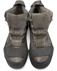 Baskets montantes en cuir gris foncé Boris Bidjan Saberi