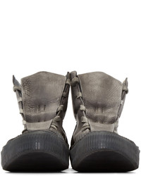 Baskets montantes en cuir gris foncé Boris Bidjan Saberi