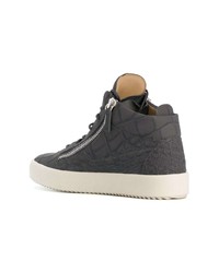 Baskets montantes en cuir gris foncé Giuseppe Zanotti Design