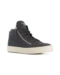 Baskets montantes en cuir gris foncé Giuseppe Zanotti Design