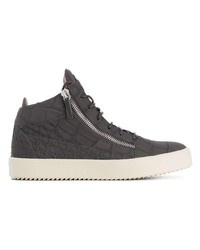 Baskets montantes en cuir gris foncé Giuseppe Zanotti Design