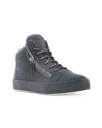 Baskets montantes en cuir gris foncé Giuseppe Zanotti Design