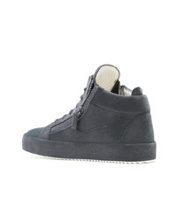 Baskets montantes en cuir gris foncé Giuseppe Zanotti Design