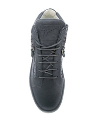 Baskets montantes en cuir gris foncé Giuseppe Zanotti Design