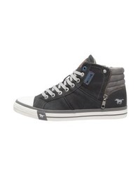 Baskets montantes en cuir gris foncé Mustang