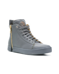 Baskets montantes en cuir gris foncé Diesel