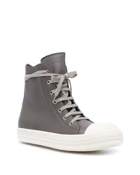 Baskets montantes en cuir gris foncé Rick Owens