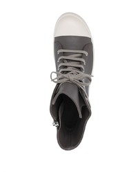 Baskets montantes en cuir gris foncé Rick Owens