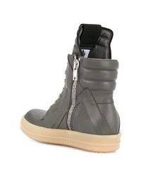 Baskets montantes en cuir grises Rick Owens