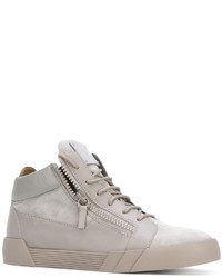 Baskets montantes en cuir grises Giuseppe Zanotti Design