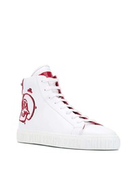 Baskets montantes en cuir imprimées blanc et rouge Philipp Plein