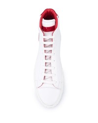 Baskets montantes en cuir imprimées blanc et rouge Philipp Plein