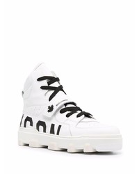 Baskets montantes en cuir imprimées blanches et noires DSQUARED2