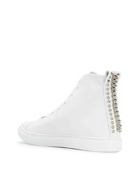 Baskets montantes en cuir imprimées blanches et noires Philipp Plein