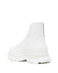 Baskets montantes en cuir imprimées blanches et noires Alexander McQueen