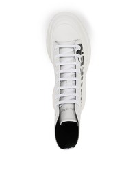 Baskets montantes en cuir imprimées blanches et noires Alexander McQueen