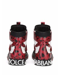 Baskets montantes en cuir imprimées blanches Dolce & Gabbana