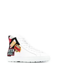 Baskets montantes en cuir imprimées blanches DSQUARED2