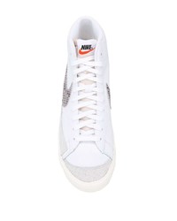 Baskets montantes en cuir imprimées blanches Nike