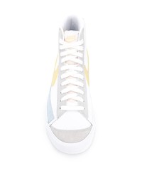 Baskets montantes en cuir imprimées blanches Nike