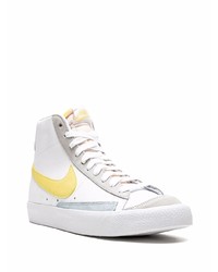 Baskets montantes en cuir imprimées blanches Nike