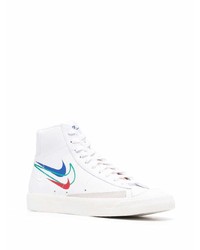 Baskets montantes en cuir imprimées blanches Nike