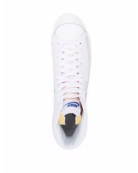 Baskets montantes en cuir imprimées blanches Nike